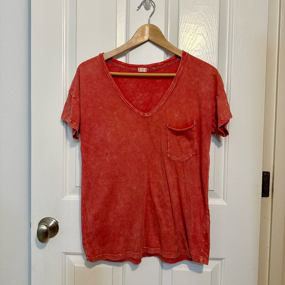 T.La Washed Red V-Neck Tee - Size XS